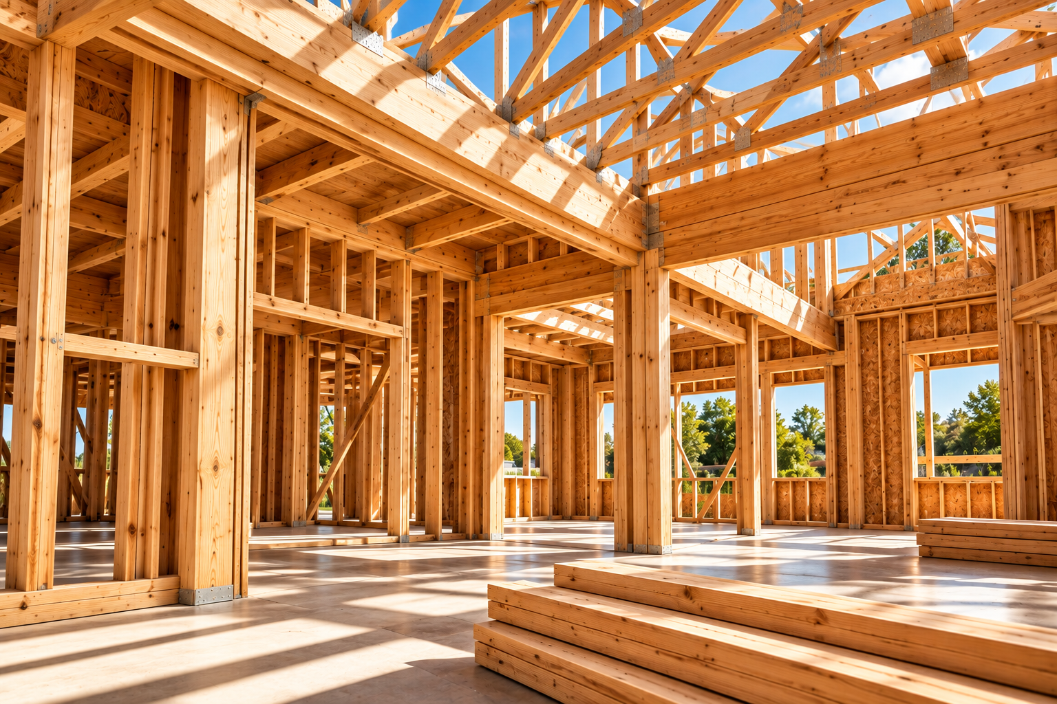 Timber framework showcasing quality construction timber